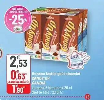 G20 Boisson lactée goût chocolat candy'up candia offre
