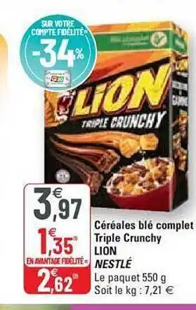G20 Céréales blé complet triple crunchy lion nestlé offre