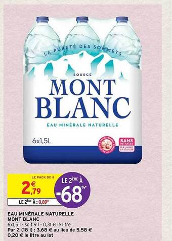 Intermarché Hyper Eau minérale naturelle mont blanc offre