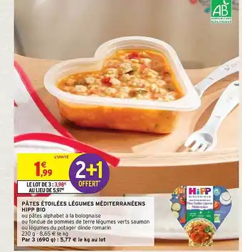 Intermarché Hyper Pâtes étoilées légumes méditerranéens hipp bio offre