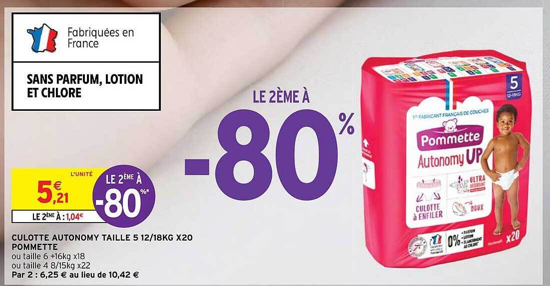 Promo Culotte autonomy taille 5 1218 kg x20 pommette chez Intermarché