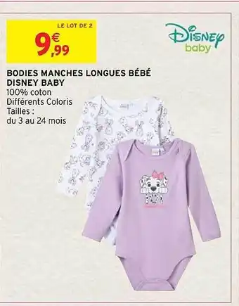 Intermarché Hyper Bodies manches longues bébé disney baby offre