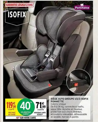Siège auto groupe 1-2-3 isofix pommette