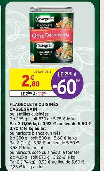 Intermarché Hyper Flageolets cuisinés cassegrain offre