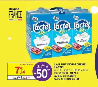 Intermarché Hyper Lait uht demi-écrémé lactel offre