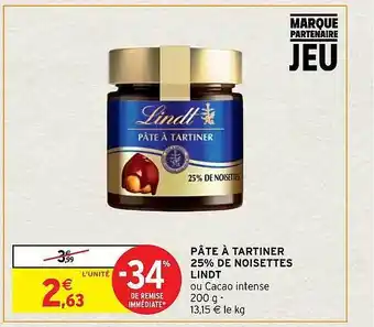 Intermarché Hyper Pâte à tartiner 25% de noisettes lindt offre