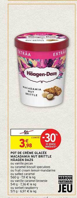 Intermarché Hyper Pot de crème glacée macadamia nut brittle häagen dazs offre