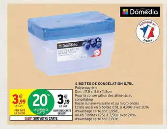 Intermarché Hyper 4 boîtes de congélation 0,75l domédia offre