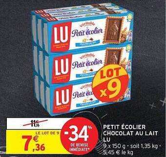Intermarché Hyper Petit écolier chocolat au lait lu offre