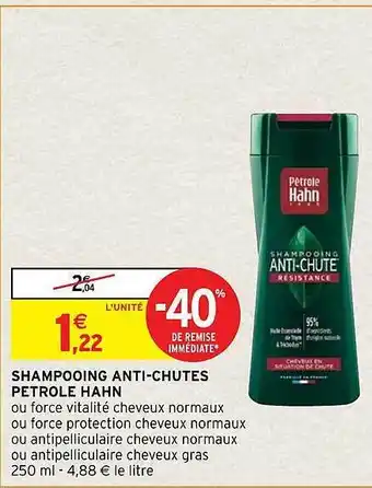 Intermarché Hyper Shampooing anti-chutes pétrole hahn offre