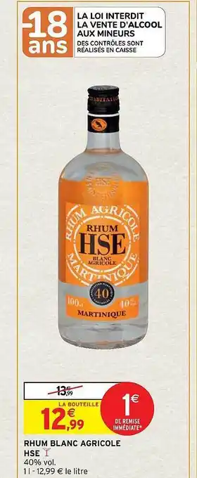 Rhum blanc agricole hse