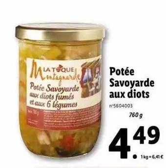 Lidl Potée savoyarde aux diots offre