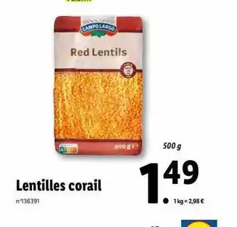 Lidl Lentilles corail compo largo offre