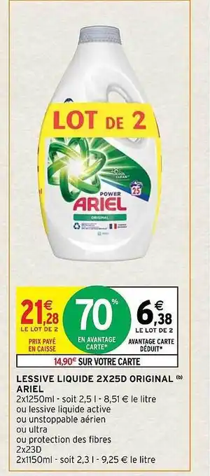 Intermarché Hyper Lessive liquide 2 x 25d original ariel offre