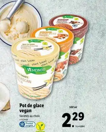 Lidl Pot de glace vegan vemondo offre