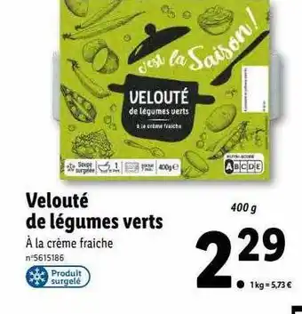 Lidl Velouté de légumes verts offre
