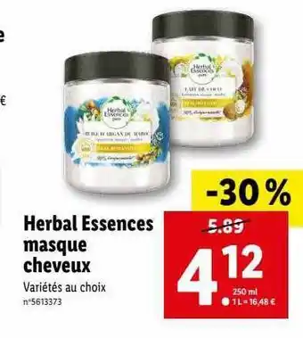 Lidl Herbal essences masque cheveux offre