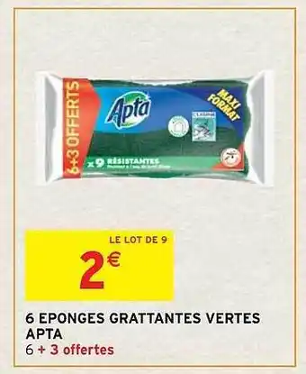 Intermarché Hyper 6 éponges grattantes vertes apta offre