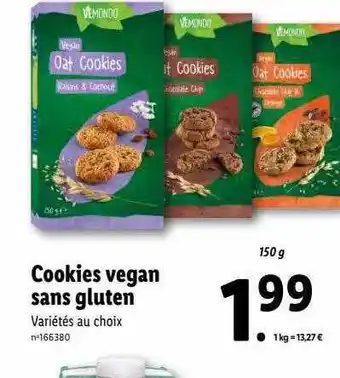 Lidl Vemondo cookies vegan sans gluten offre