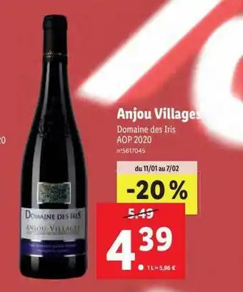 Lidl Anjou villages domaine des iris aop 2020 offre