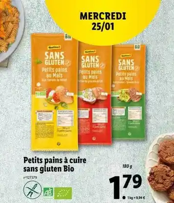 Lidl Petits pains à cuire sans gluten bio offre