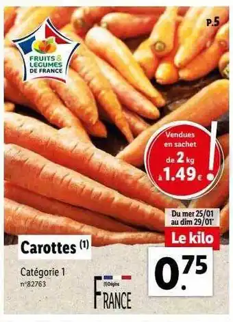 Lidl Carottes offre