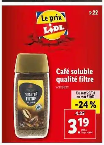 Lidl Café soluble qualité filtre offre