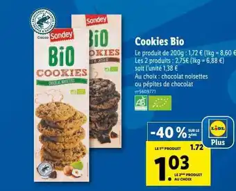 Lidl Cookies bio sondey offre
