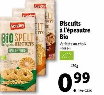 Lidl Sondey biscuits à l'épeautre bio offre