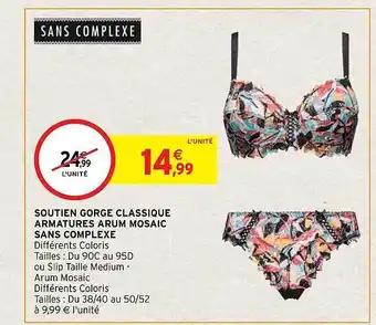 Soutien gorge classique armatures arum mosaïc sans complexe