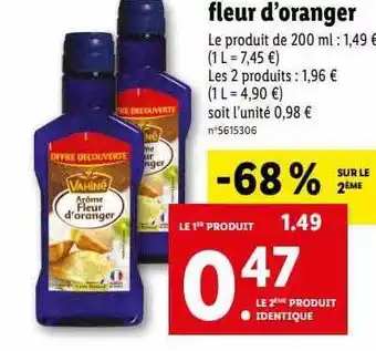 Lidl Fleur d'oranger vahiné offre