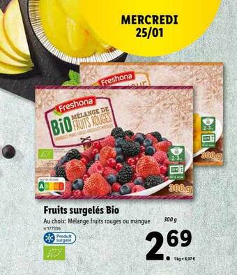 Lidl Freshona fruits surgelés bio offre
