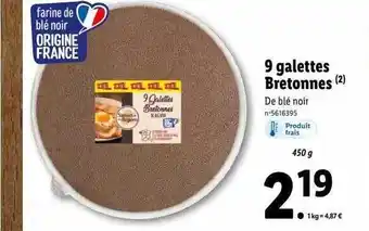 Lidl 9 galettes bretonnes offre