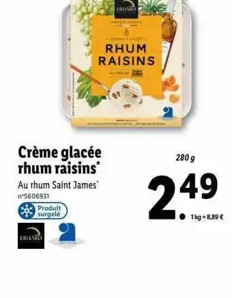 Lidl Crème glacée rhum raisins offre