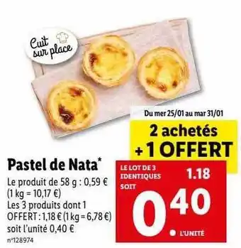 Lidl Pastel de nata offre