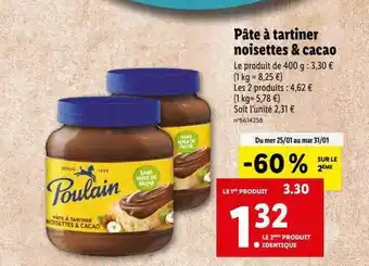 Lidl Pâte à tartiner noisettes & cacao poulain offre