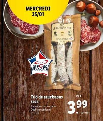 Lidl Trio de saucissons secs offre