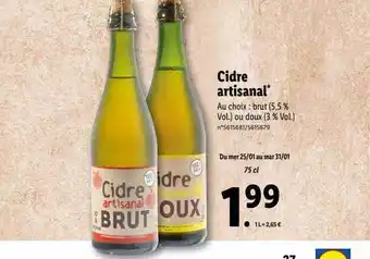Lidl Cidre artisanal offre