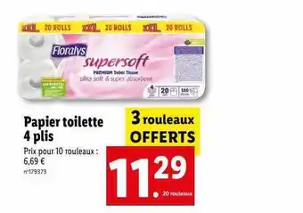 Lidl Papier toilette 4 plis floralys offre
