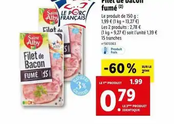 Lidl Filet de bacon fumé -60% sur le 2ème offre