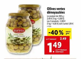 Lidl Olives vertes dénoyautées -40% sur le 2ème offre