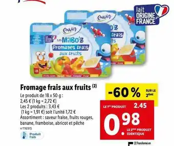 Lidl Fromage frais aux fruits -60% sur le 2ème offre