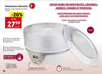 Lidl Déshydrateur alimentaire offre