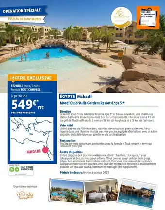 Lidl Égypte makadi mondi club stella gardens resort & spa 5 offre