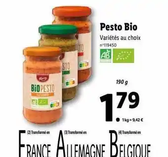 Lidl Pesto bio offre