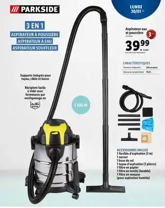 Aspirateur eau et poussière parkside