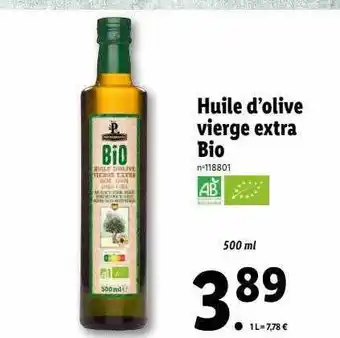 Lidl Huile d'olive vierge extra bio offre