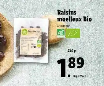 Lidl Raisins moelleux bio offre