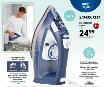 Lidl Fer à repasser vapeur silver crest offre