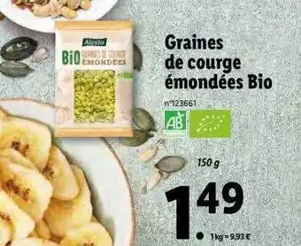 Lidl Graines de courge émondées bio offre